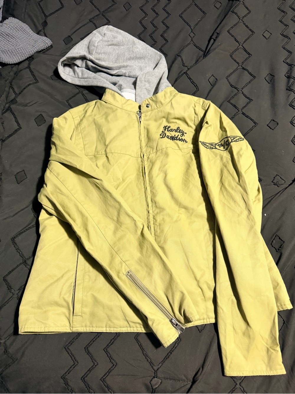 Harley-Davidson Light Yellow Jacket with Gray Hood